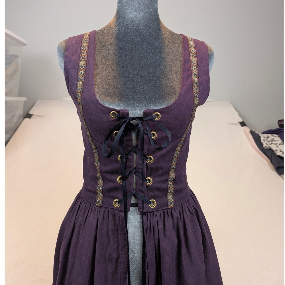 Purple Laced Corset Maxi Renaissance Holy Festival Folk Whimsygoth Alpine Dress - Picture 2 of 16